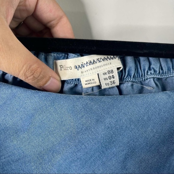 Anthropologie off the shoulder chambray dress‎ sz 4 - Picture 6 of 9